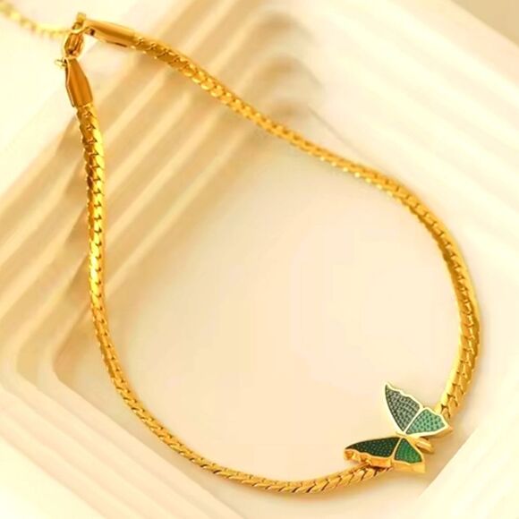 18K Gold on Titanium Stainless Steel Snake Chain Tennis Bracelet on - Picture 2 of 4